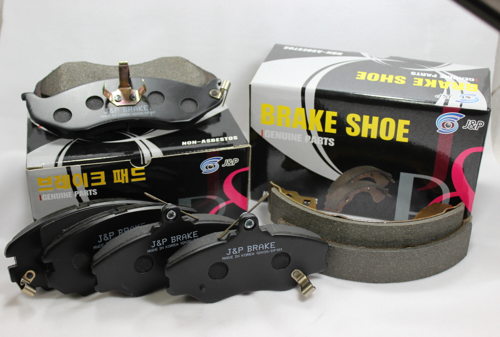 J&P Brand Brake Pads for Hyundai, KIA, GM Chevrolet and Ssangyong vehicles.